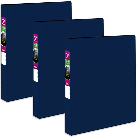 Avery Durable 3 Ring Binder, 1 inch Slant Rings, 3 Blue Binders (27251)
