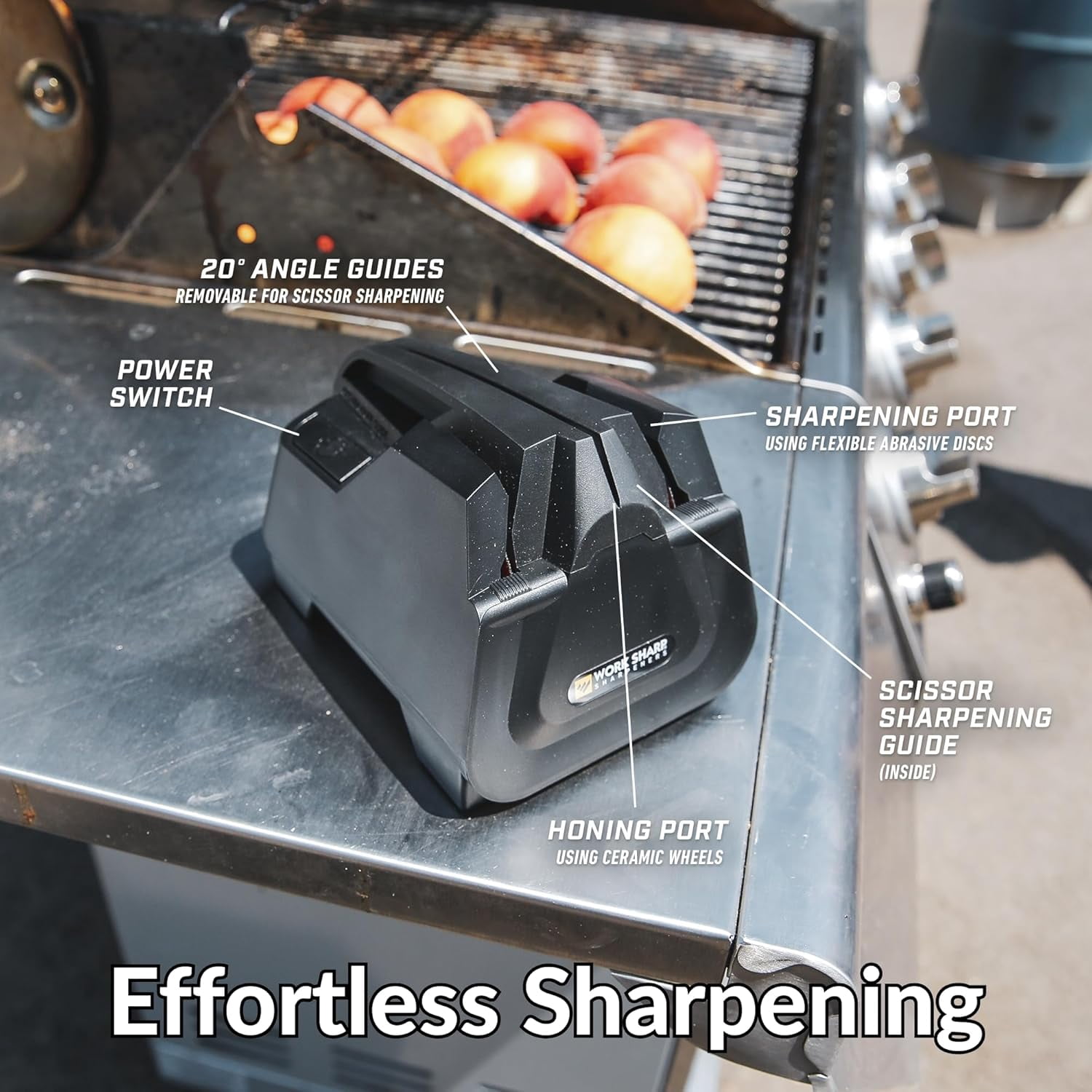 Electric Kitchen Knife Sharpener -  Knives Ready for Cookouts and BBQs - Fits in Kitchen Drawer, Sharpens Every , Fast & Easy