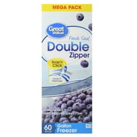 Great Value Double Zipper Freezer Bags, Mega Pack, Gallon, 60 Count