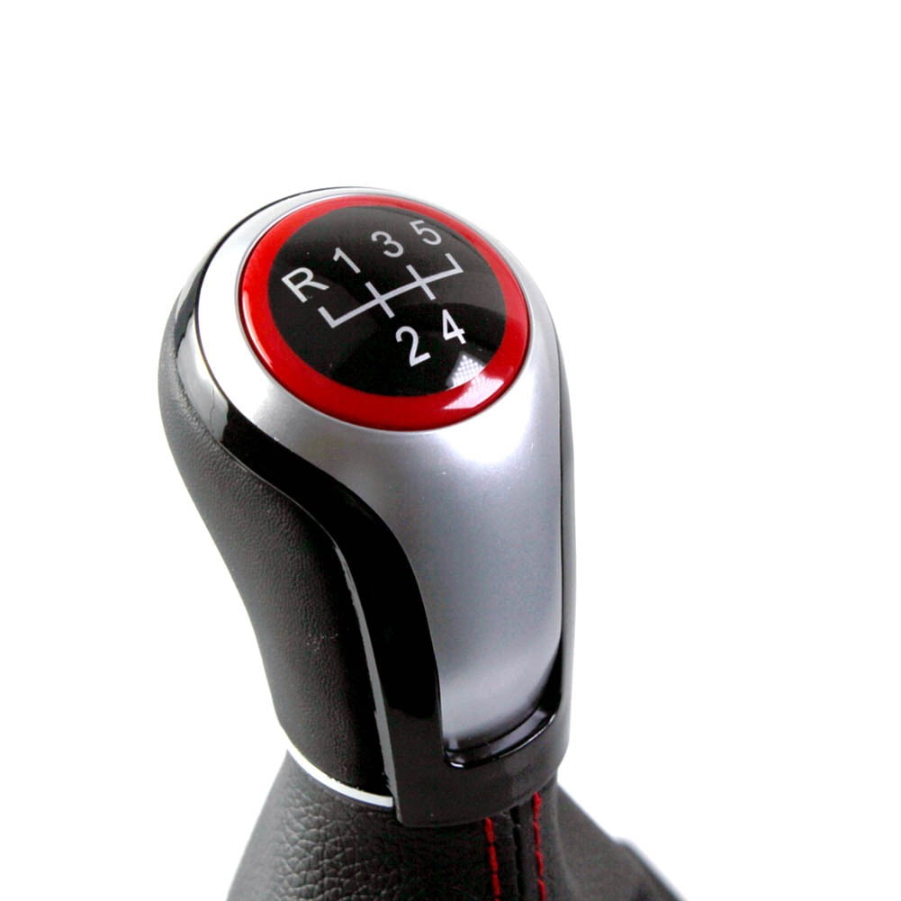 SPRING 5 Speed Speed Manual Gear Shift Knob With Leather Boot Collar Case Cover For Passat For B6 2005-2011 Interior Part