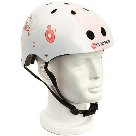 Punisher Skateboards Cherry Blossom Pink and White Adjustable All-Sport Skate-Style Helmet,