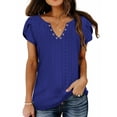 thumbnail image 6 of TEMOFON Womens Summer Tops Casual V Neck Tee Shirts Petal Sleeve Fashion Loose Blouses for Women Clothes Short Sleeve Shirts Dressy Tunic Tops, 6 of 7