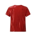 thumbnail image 2 of inhzoy Kids Boys Girls Sparkly Sequins Hip Hop Disco Dance Shirt Tops Jazz Modern Dancewear T-Shirt Red 150, 2 of 7