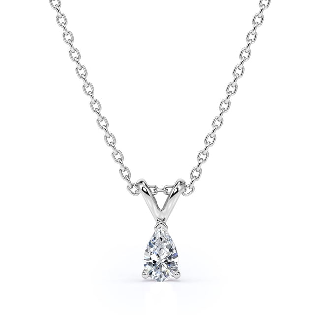 Collar con colgante de diamantes en forma de lágrima JeenMata 0,25 quilates bañado en oro blanco de 18 K sobre plata
