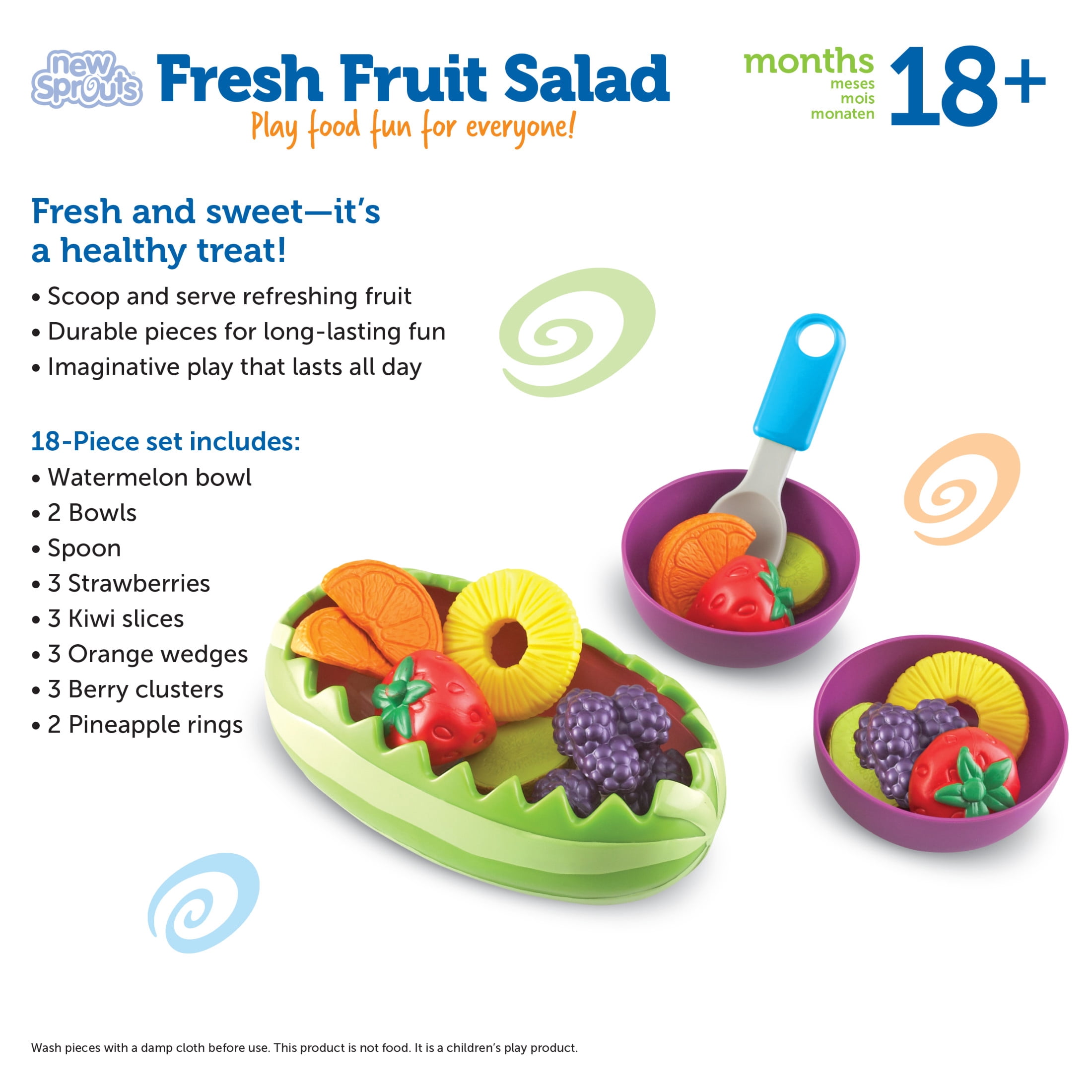 Learning Resources New Sprouts Fresh Fruit Salad, Toddler Play Food, Ages 18 Months+