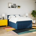 Box spring bed with mattress blue 140x190 cm fabric