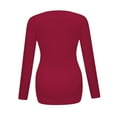 thumbnail image 3 of Efsteb Maternity Shirts For Women Side Ruched Long Sleeve Maternity Shirt Solid Color Round Neck Pregnancy Tops Blouses (Wine,XXL), 3 of 7
