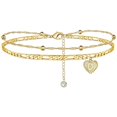 thumbnail image 1 of Tobillero de playa con inicial de corazón para mujer, regalo de joyería delicada en capas hecha a mano con 26 letras, 1 of 4