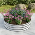 thumbnail image 2 of 4Ft Round Raised Garedn Bed,11.4” Tall Metal Raised Beds,Outdoor Garden Raised Planter Box for Flowers, Herbs, Fruits,Silver, 2 of 7
