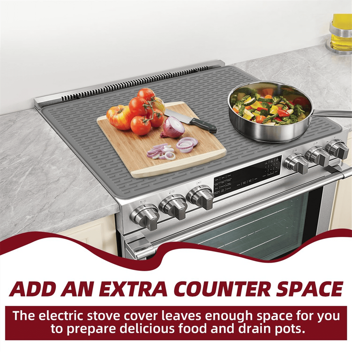Silicone Electric Stove Cover for , 28x20Inch Glass Top Stove Cover Protector for Electric Stove, Silicone Mat