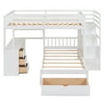 thumbnail image 5 of Harper & Bright Designs Full Over Twin Bunk Bed with Desk, Drawers and Shelves, L-Shaped Bunkbeds with Storage Staircase for Adults Bedroom, White, 5 of 16