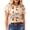 Khaki, variant on DOKOTOO Womens Tops Crewneck Short Sleeve Western Graphic T Shirts Casual Summer Blouses