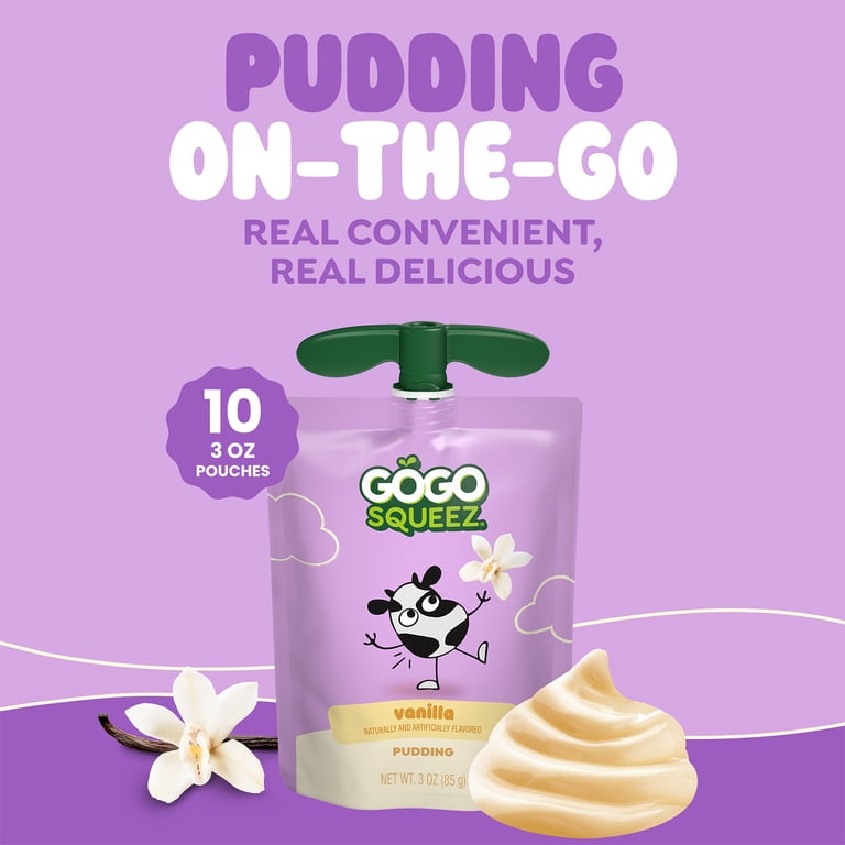 GoGo squeeZ Puddingz On-the-Go Vanilla Pudding Snack Pouches, 3 oz