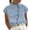 Light Blue, variant on Cotton Linen High Neck Cap Sleeve Shirt For Women Summer Fashion Casual Blouse Top