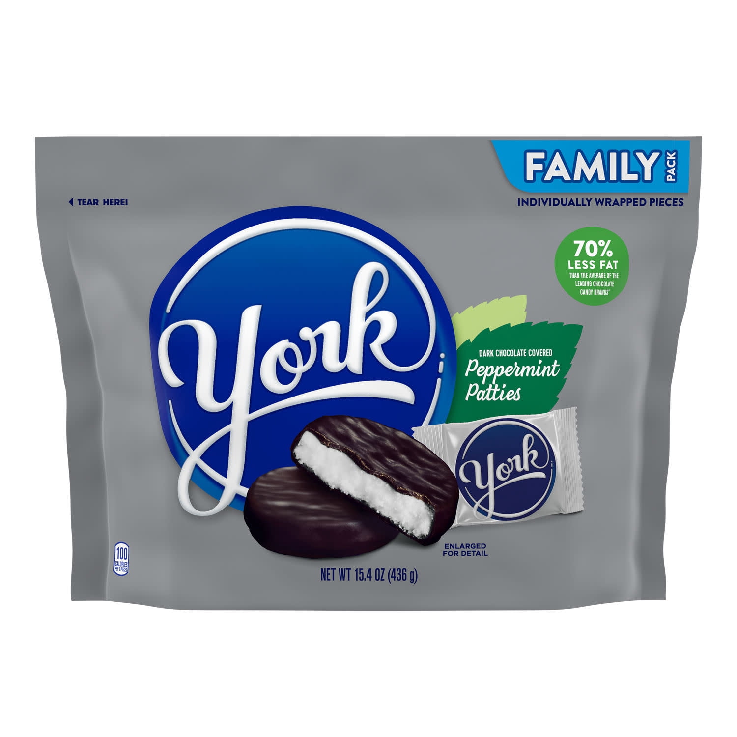 YORK Dark Chocolate Peppermint Patties, Candy Family Pack, 15.4 oz