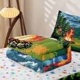 thumbnail image 5 of catabedysis Pixel Camping Zipper Full Size Comforter Sets with Fitted Sheet and 2 Pillowcases,Campfire Tent Print Zipper Bedding Set For Boys,Multicolor,Colorful Stars Reversible,4 Pieces, 5 of 7