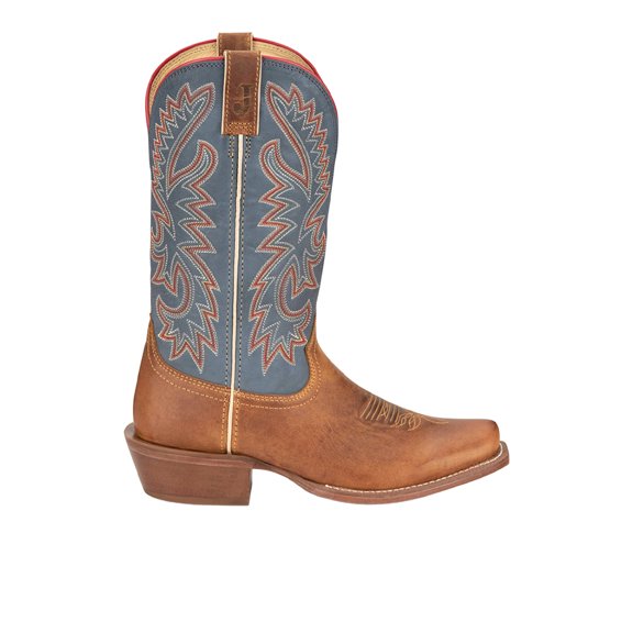Justin Boots Mens Show Off Embroidered Square Toe Cowboy Mid Calf Boots