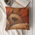thumbnail image 3 of YINGXI Ink Painting Retro Brown Poppy Flowers Decorative Soft White Polyester Velvet Throw Pillow Cover Case Home Living Room Bed Sofa Car 18x18in, 3 of 5