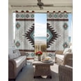 thumbnail image 4 of Turquoise Beige Boho Blackout Curtains, Light Blocking Print Window Curtains, Vintage Ethnic Tribal Southwestern Thermal Insulated Window Drapes for Living Room 2 Panels, 104"W x 63"L, 4 of 9