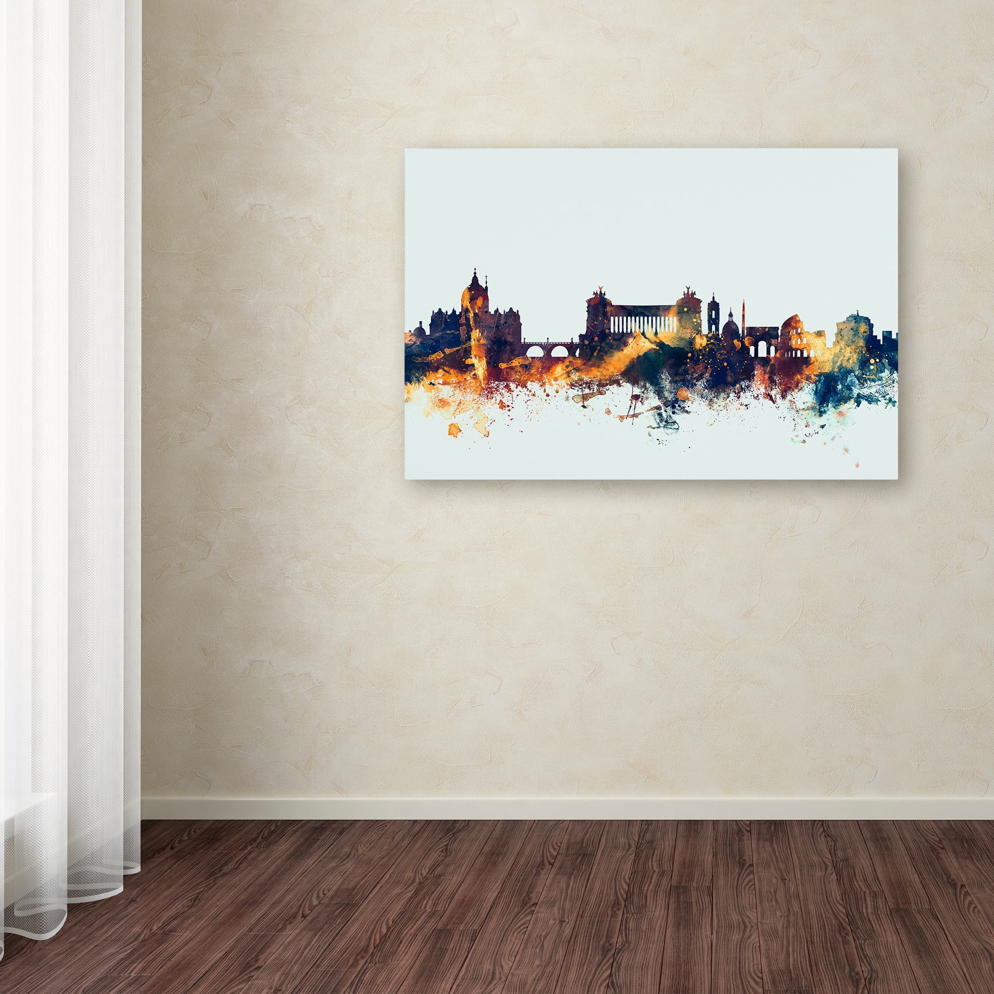 Trademark Fine Art "Rome Italy Skyline Blue" Canvas Art by Michael Tompsett