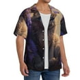 thumbnail image 4 of Fotbe Purple Flower Lazy Cat print Short Sleeve Button Down Shirts for Men Casual Summer Beach Wrinkle Free Shirt-Large, 4 of 7