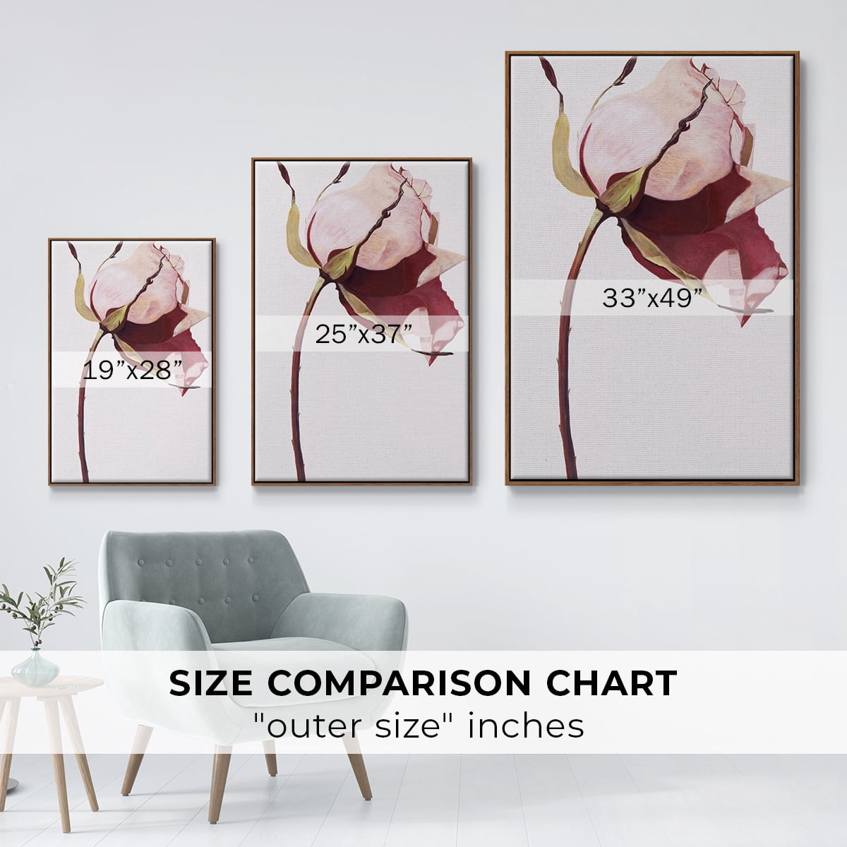 Love Is A Rose I Framed Premium Gallery Wrapped Canvas - Ready to Hang - 17 x 25 - Walnut Floating Frame