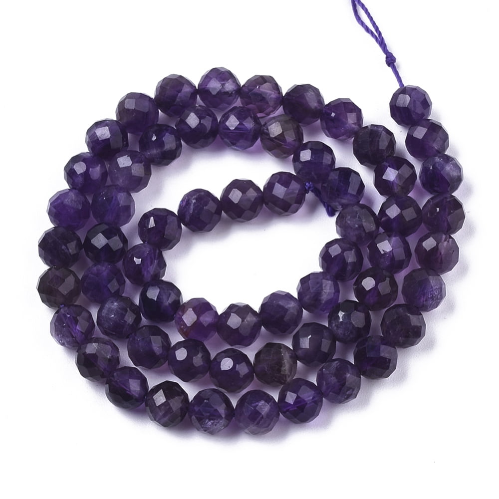 Natural Amethyst Beads Strands Round Faceted 6mm Hole: 0.7mm about 61pcs/Strand 14.65 inch(37.2cm)