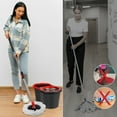 thumbnail image 5 of Mop and Bucket Set, Floor Cleaning Mop and Bucket with Wringer Set, 360°Spinning Mop Bucket, 3 Pcs Microfiber Mop Heads, 61 inches Telescopic Handle, Black Mop, 5 of 7