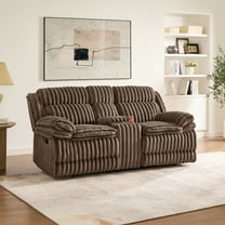 Roundhill Furniture Ardello Manual Reclining Loveseat with Wide-Wale Corduroy Upholstery and Storage Console, Chocolate