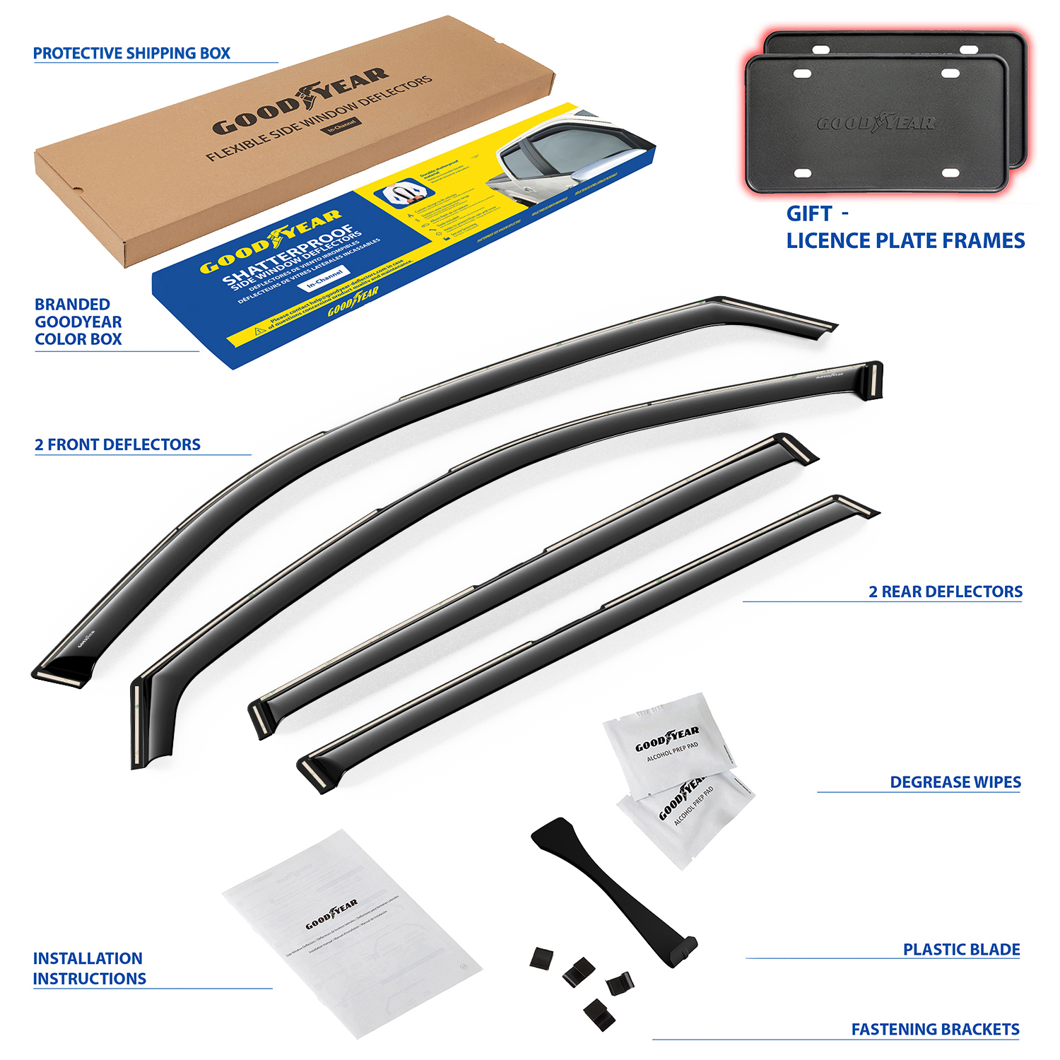 Goodyear Shatterproof in-Channel Window Deflectors for Kia Telluride 2020-2026, Rain Guards, Window Visors for Cars, Vent Deflector, Car Accessories, 4 pcs - GY008451