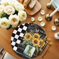 thumbnail image 2 of Sunflower Round 13 Inch Placemats Set of 2, Black White Check Farmhouse Bee Vase Floral HeatResistant Non Slip Place Mats for Dining Table, Wipeable Braided Kitchen Table Mats for Housewarming, 2 of 9