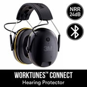 3M WorkTunes Connect حامي السمع بتقنية Bluetooth ، بطارية قابلة للشحن مدمجة ، مساعد صوتي / صوتي