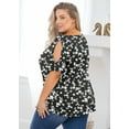 thumbnail image 7 of SHOWMALL Plus Size Tops for Women Cold Shoulder Clothes Black Jasmine 2X Blouse Short Sleeve Clothing V Neck Tunic Summer Shirts, 7 of 7
