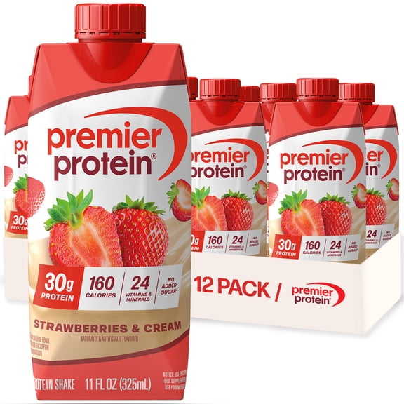 Premier Protein Shake, Strawberries & Cream, 30g Protein, 11 Fl Oz, 12 Ct