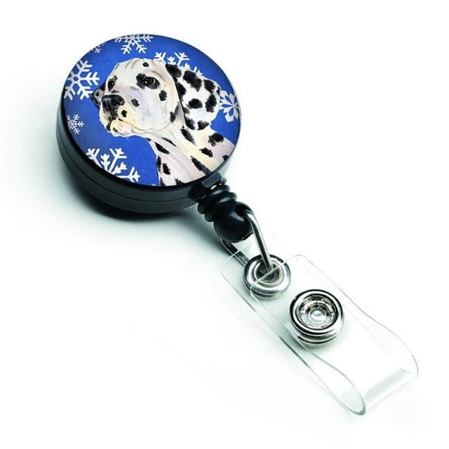 Dalmatian Winter Snowflakes Holiday Retractable Badge Reel