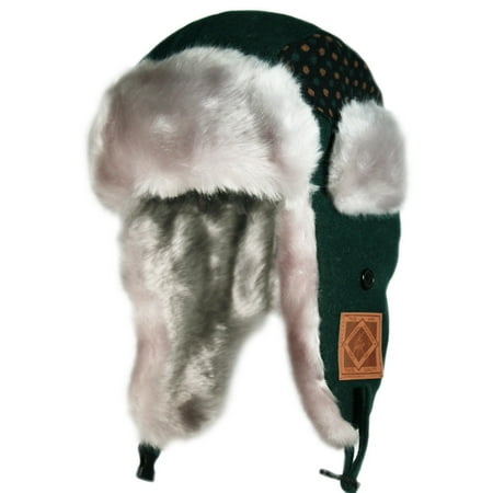 City Hunter Kw140 Dot Premium Wool Kids Trapper Bomber Hat - Hunter Green