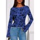 thumbnail image 2 of Remera PRETTYGARDEN 2025 Floral de Malla Fruncida Azul Real Talle L, 2 of 8