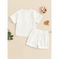 thumbnail image 4 of Suealasg Toddler Boys Clothes 6M 1T 2T 3T 4T Baby Boy 2Pcs Summer Casual Outfits Short Sleeve Solid Color Single Breasted T-shirt Tops + Elastic Waist Shorts Set, 4 of 7