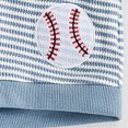 thumbnail image 4 of Toddler Boy Summer Outfits Short Sleeve Striped Baseball/Golf/Football Embroidery Tops And Shorts Set Blue 6-12 Months, 4 of 8
