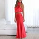 thumbnail image 5 of Conjunto de vestido largo de dos piezas de satén para mujer - Top sin mangas con cuello alto y falda con abertura lateral, ropa formal y casual para fiestas, 5 of 7