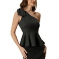 thumbnail image 4 of MODA NOVA One Shoulder Top for Juniors Bow Ruffled Peplum Top, 4 of 5