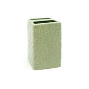 Mainstays 17-Piece Floral Polyester/Ceramic Shower Curtain & Bathroom Accessory Set, Green & White