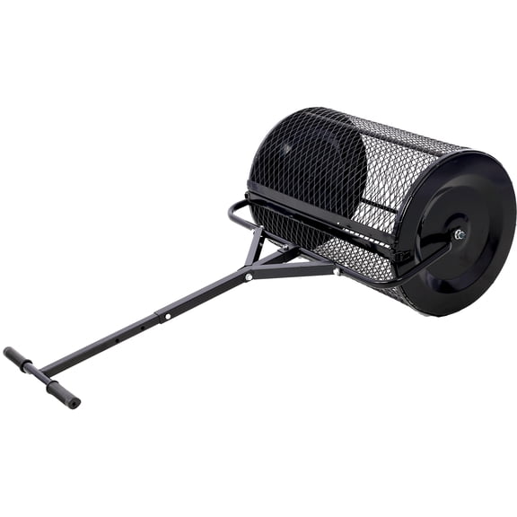 Peat Moss Spreader 24inch, Compost Spreader Metal Mesh, T shaped Handle for Planting Seeding, Lawn and Garden Care Manure Spreaders Roller