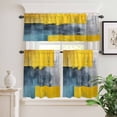 thumbnail image 6 of Yellow Blue Color Block Curtain Valances Set Modern Style Oil Painting Kitchen Curtains 36&nbsp;inch Length Rod Pocket Valance and Tiers 3 Piece Set Small Bedroom Bathroom Laundry Decor, 6 of 9