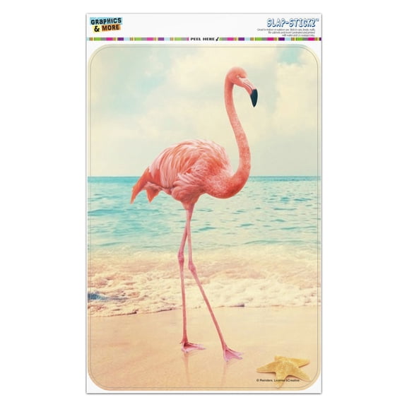 Flamingo on Beach Starfish Retro Home Business Office Sign