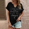 thumbnail image 2 of Women's V-Neck Graphic T-Shirt Funny Mom Tee Casual Loose Fit Summer Top Athletic Comfortable Print, 2 of 4