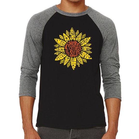 Men's Raglan Baseball Word Art T-shirt - Sunflower