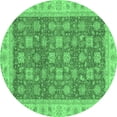 thumbnail image 1 of Ahgly Company Indoor Round Oriental Emerald Green Traditional Area Rugs, 3' Round, 1 of 4