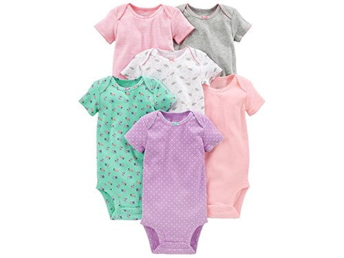 Pack of 6 Simple Joys by Carter's Baby Girl’s Short Sleeve Cotton Bodysuit 