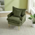 thumbnail image 3 of Modern Accent Chair,Armchair,Corduroy Fabric Sofa Chairs with Pillow,Upholstered Armchair for Living Room,Bedroom,Green, 3 of 7